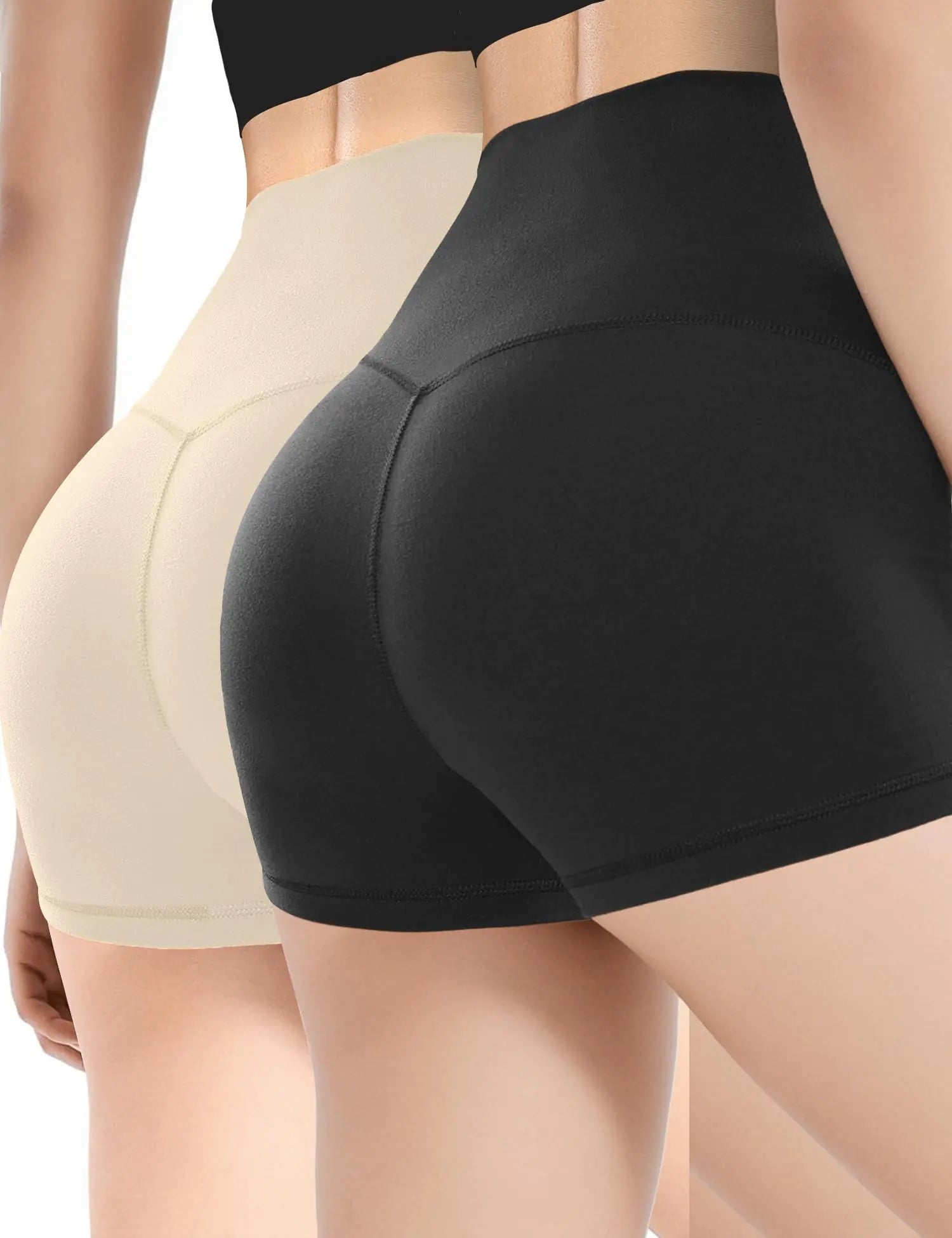 Spandex Shorts for Women High Waisted 2.5" Slip Shorts for Women Under Dress Yoga Booty Workout Biker Home Lounge Wear Shorts Cheerleader Dance Volleyball for Skirt Safety Shorts 2 Pack Black Beige